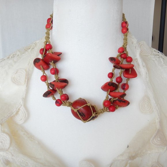 Vintage Jewelry - Vintage primative hand knotted necklace